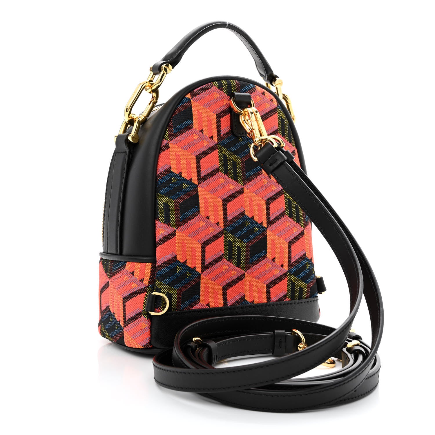 MCM Jaquard Cubic Monogram Rockstar X-Mini Tracy Backpack Multicolor 3 of 10