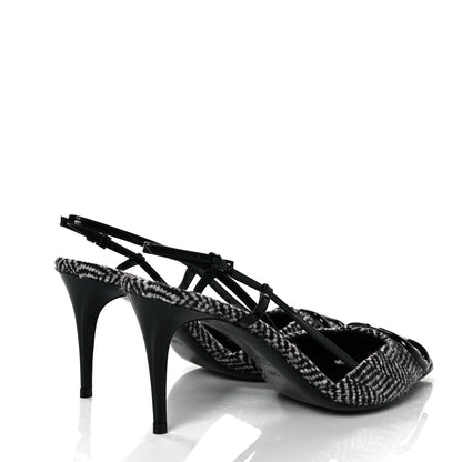 Valentino Garavani Tweed Signature Vlogo Slingback 80mm Pumps 38.5 Black 4 of 10