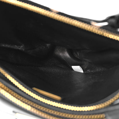 Prada Jacquard Calfskin Triangolo Symbole Embroidered Mini Triangle Double Bag Black Corda 6 of 10