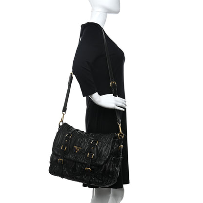 Prada Nappa Gaufre Messenger Tote Black 2 of 12