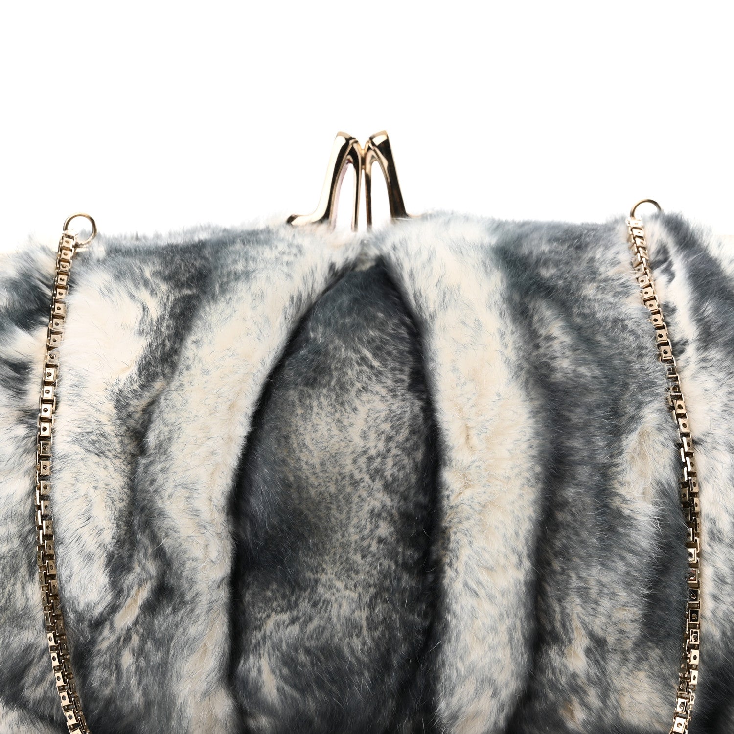 Christian Louboutin Rabbit Fur Miss Loubi Clutch Denim Blue Ecru 7 of 9