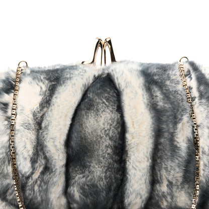 Christian Louboutin Rabbit Fur Miss Loubi Clutch Denim Blue Ecru 7 of 9