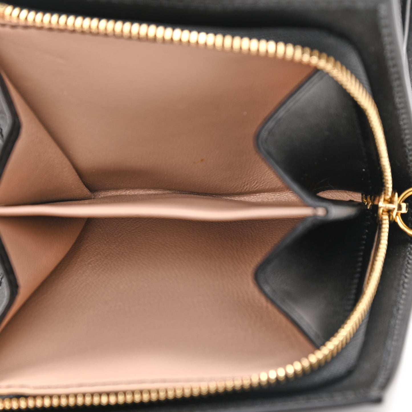 Grained Calfskin Small Aby Tri-Fold Wallet Black