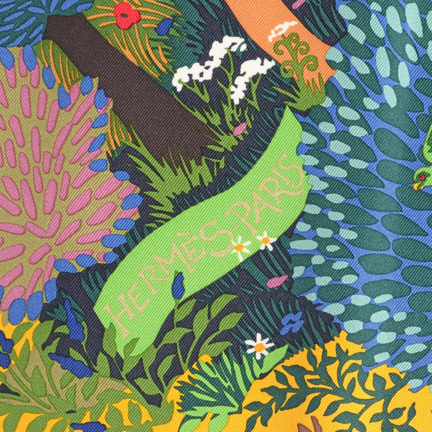 Silk Dans Un Jardin Anglais Scarf 90 Juane D Or Vert Bleu