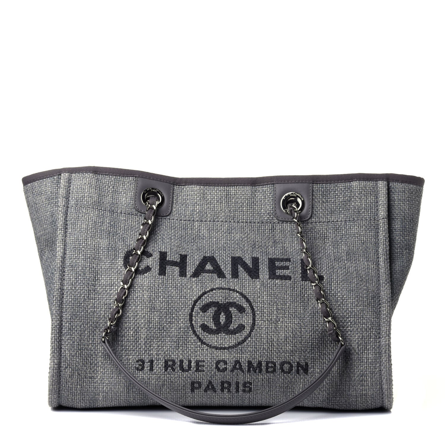 Chanel Canvas Small Deauville Tote Grey 1 of 4