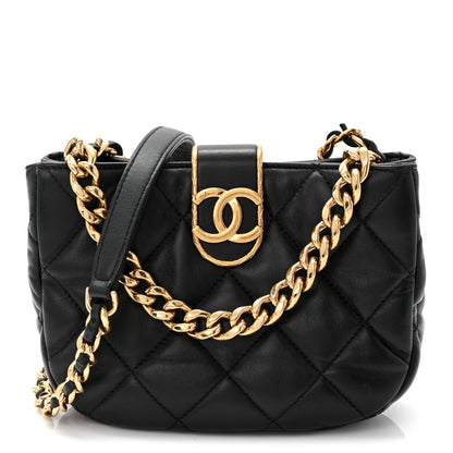 Chanel Lambskin Quilted Small Chain Hobo Black 1 of 10