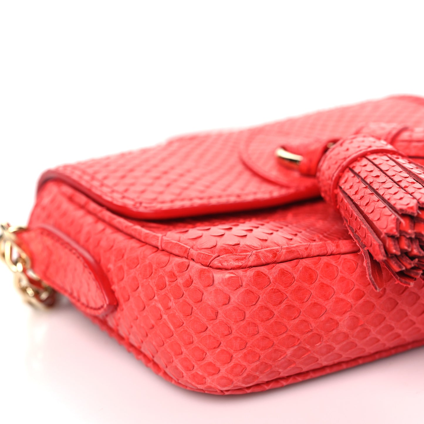 Snakeskin Mini Tassel Crossbody Bag Red