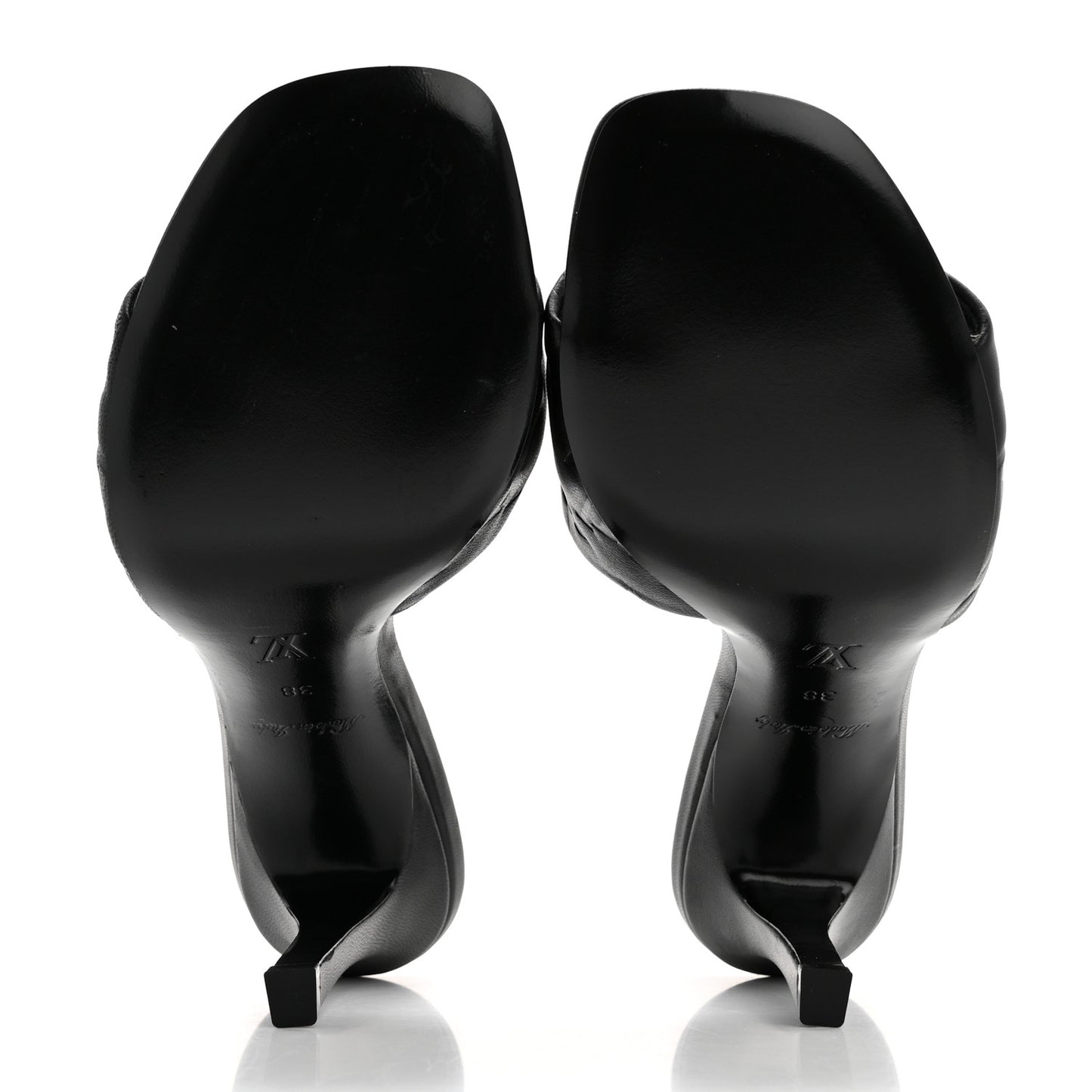 Lambskin Embossed Monogram Revival High Heel Mules 38 Black