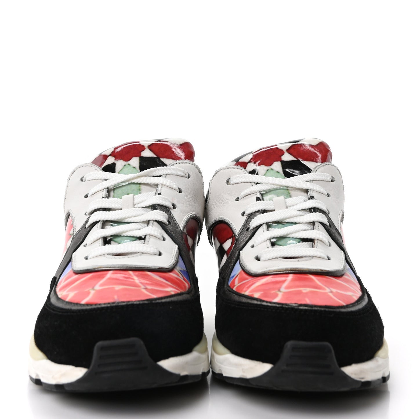 Vinyl Calfskin Suede Womens CC Sneakers 36.5 Multicolor