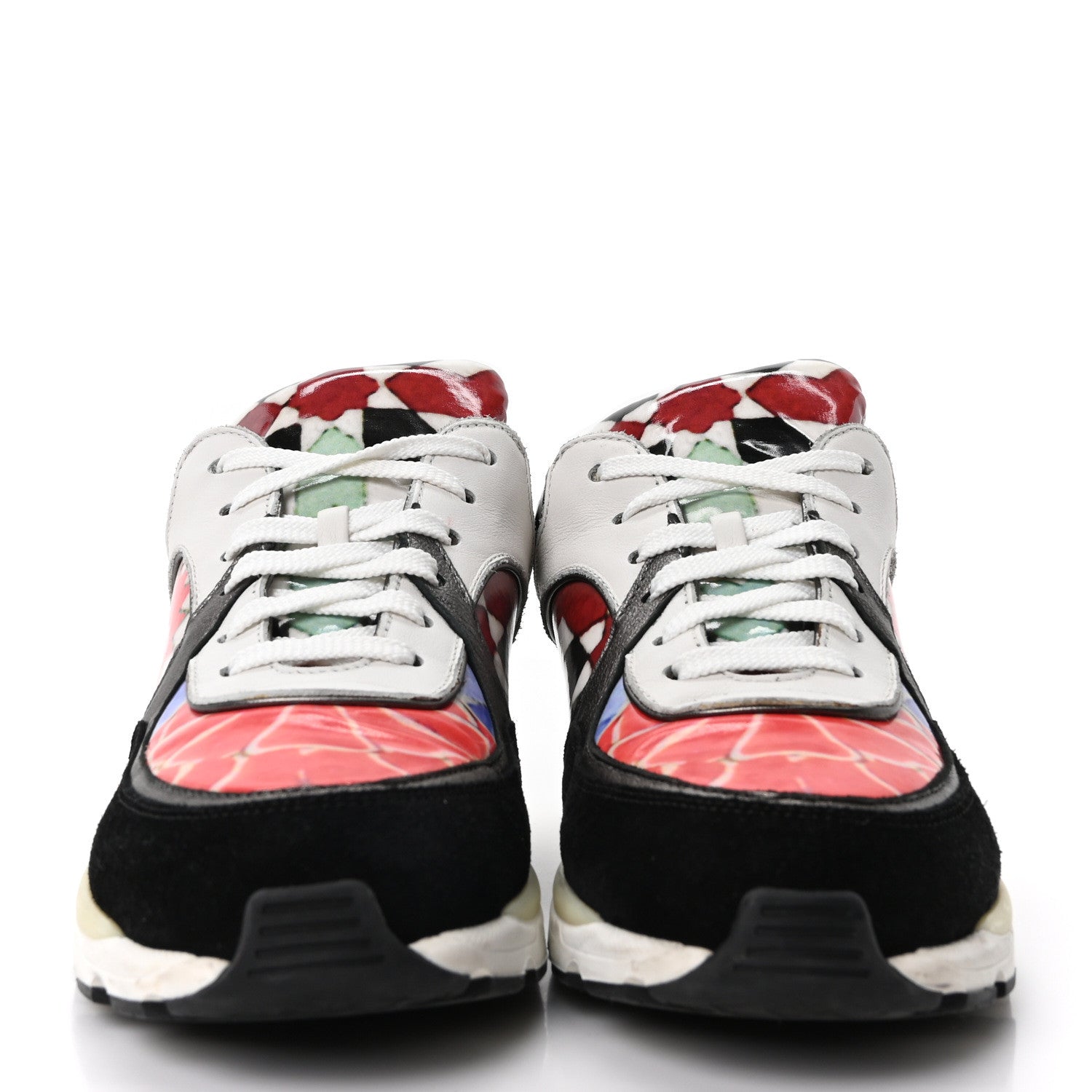 Chanel Vinyl Calfskin Suede Womens CC Sneakers 36.5 Multicolor 3 of 10