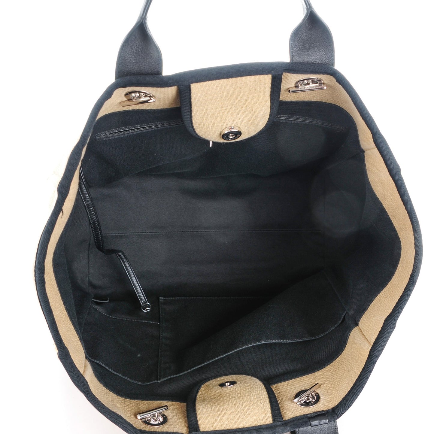 Canvas Large Deauville Tote Beige Black