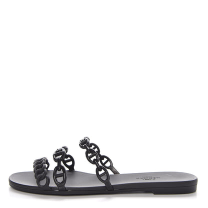 Hermes Rubber Chaine d'Ancre Rivage Sandals 36 Black 1 of 8