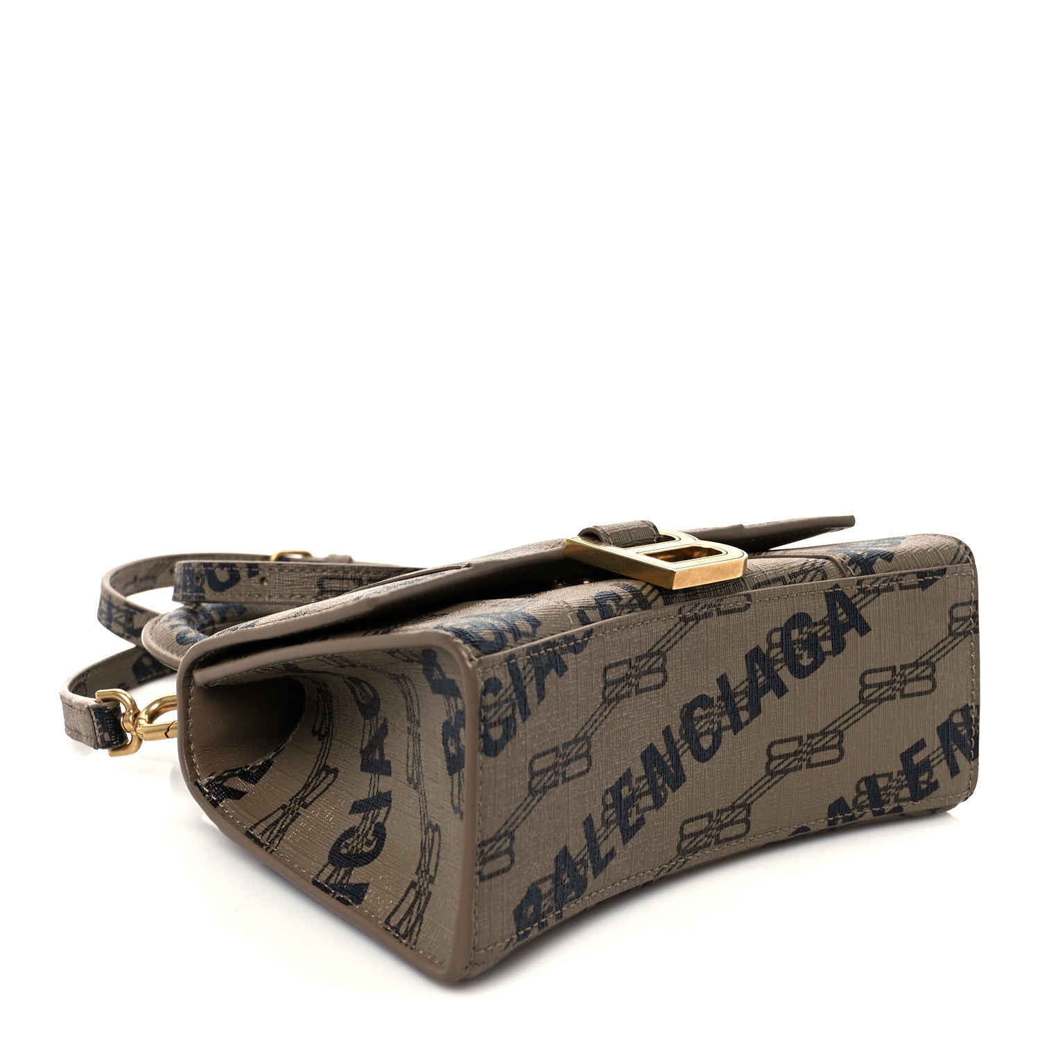 Balenciaga Coated Canvas BB Monogram Logo Print XS Hourglass Top Handle Bag Beige Brown Black 4 of 10