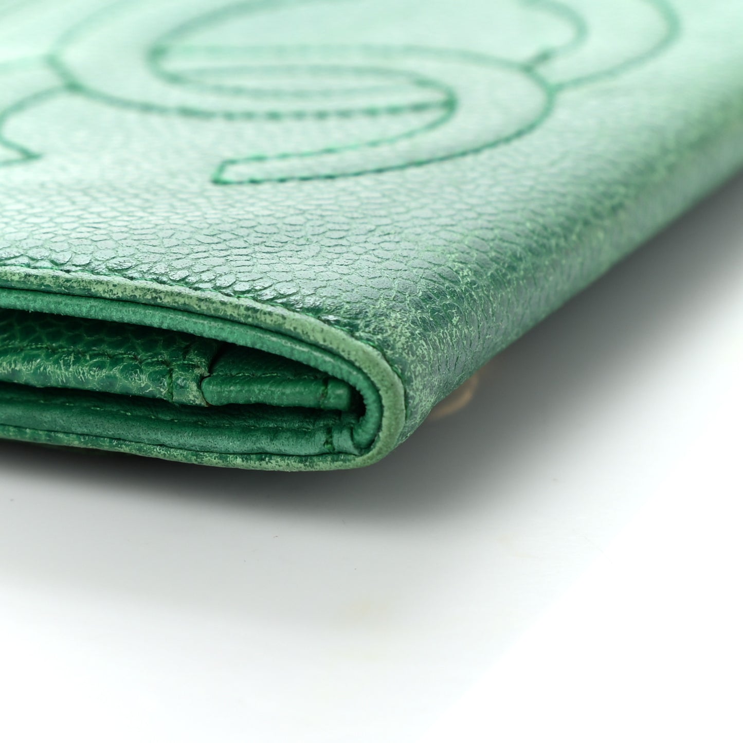 Caviar Timeless CC Card Holder Flap Wallet Green