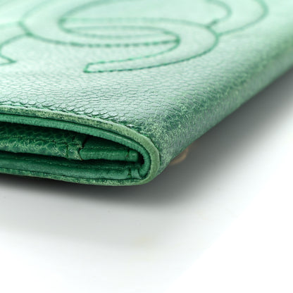 Chanel Caviar Timeless CC Card Holder Flap Wallet Green 11 of 12