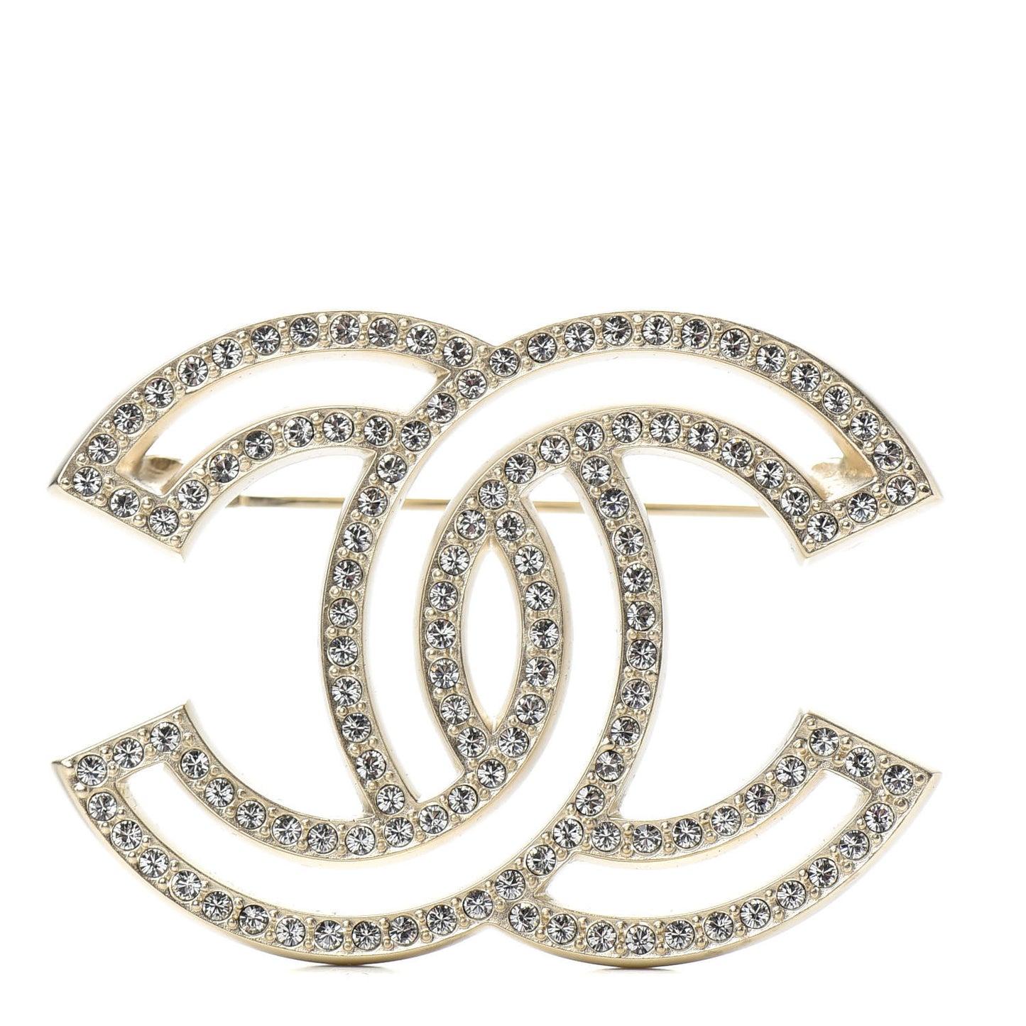 Crystal CC Brooch Light Gold