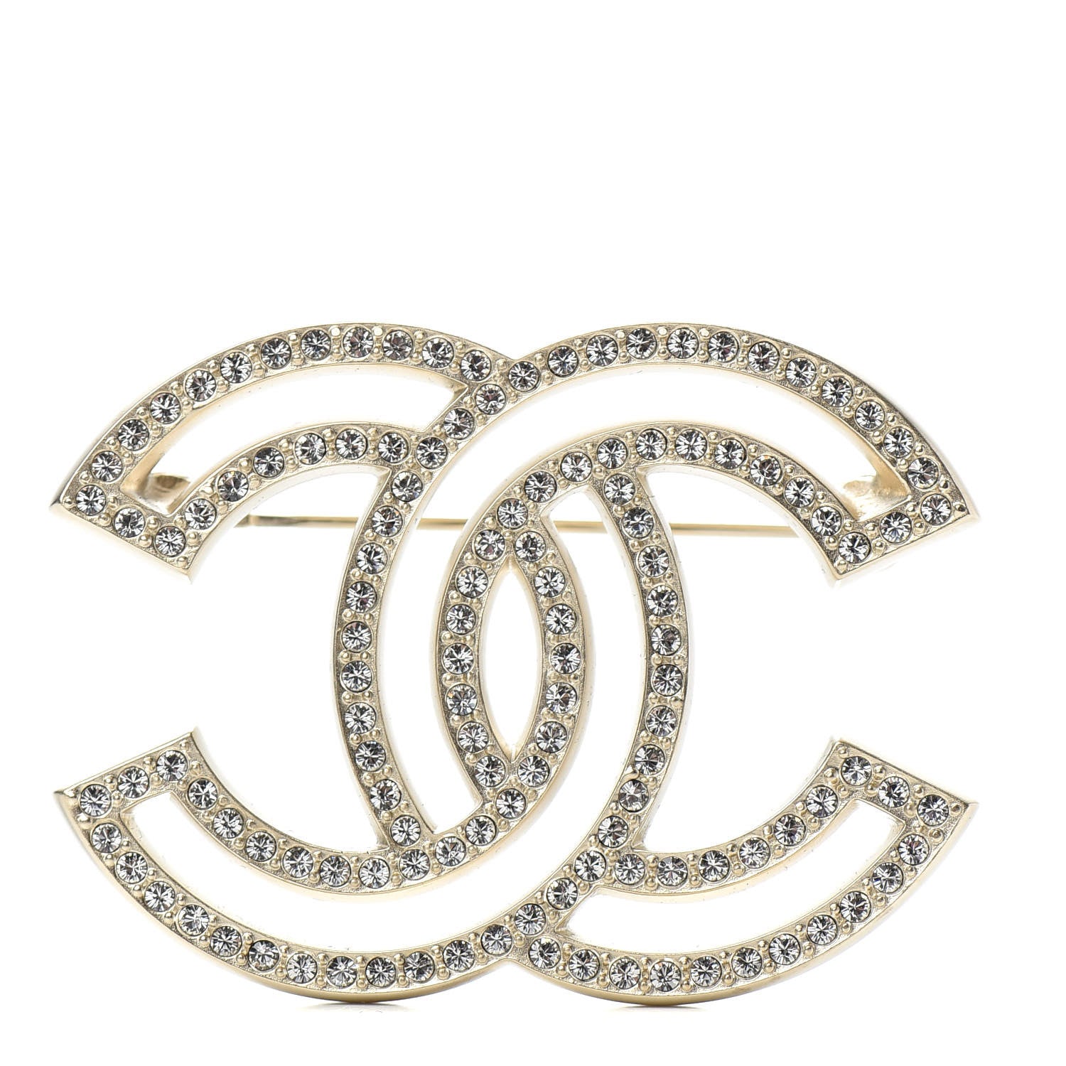 Chanel Crystal CC Brooch Light Gold 1 of 4