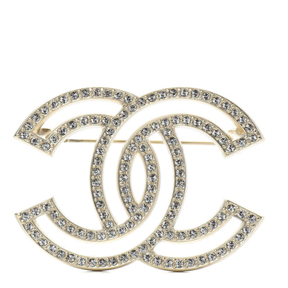 Chanel Crystal CC Brooch Light Gold 1 of 4