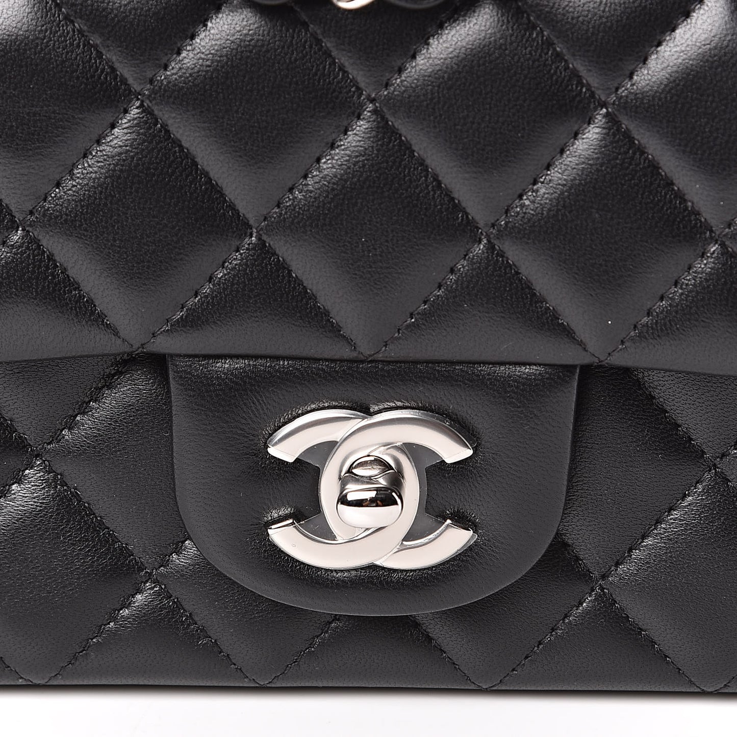 Lambskin Quilted Mini Rectangular Flap Black