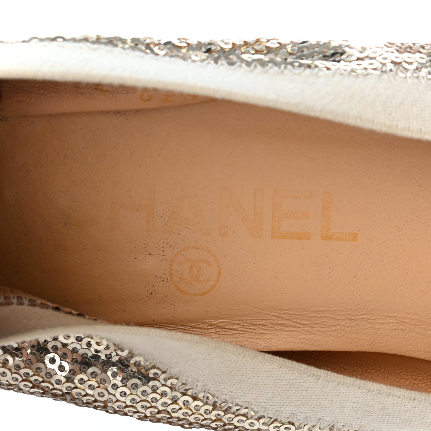 Chanel Sequin Lambskin Cap Toe Ballerina Flats 39 Gold 6 of 8