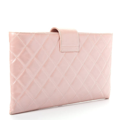 Chanel Glazed Calfskin Quilted Coco Pleats Clutch Light Pink 3 of 11