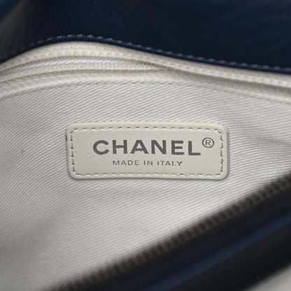 Chanel Aged Calfskin Chevron Stitched Quilted Flap Blue 6 of 10
