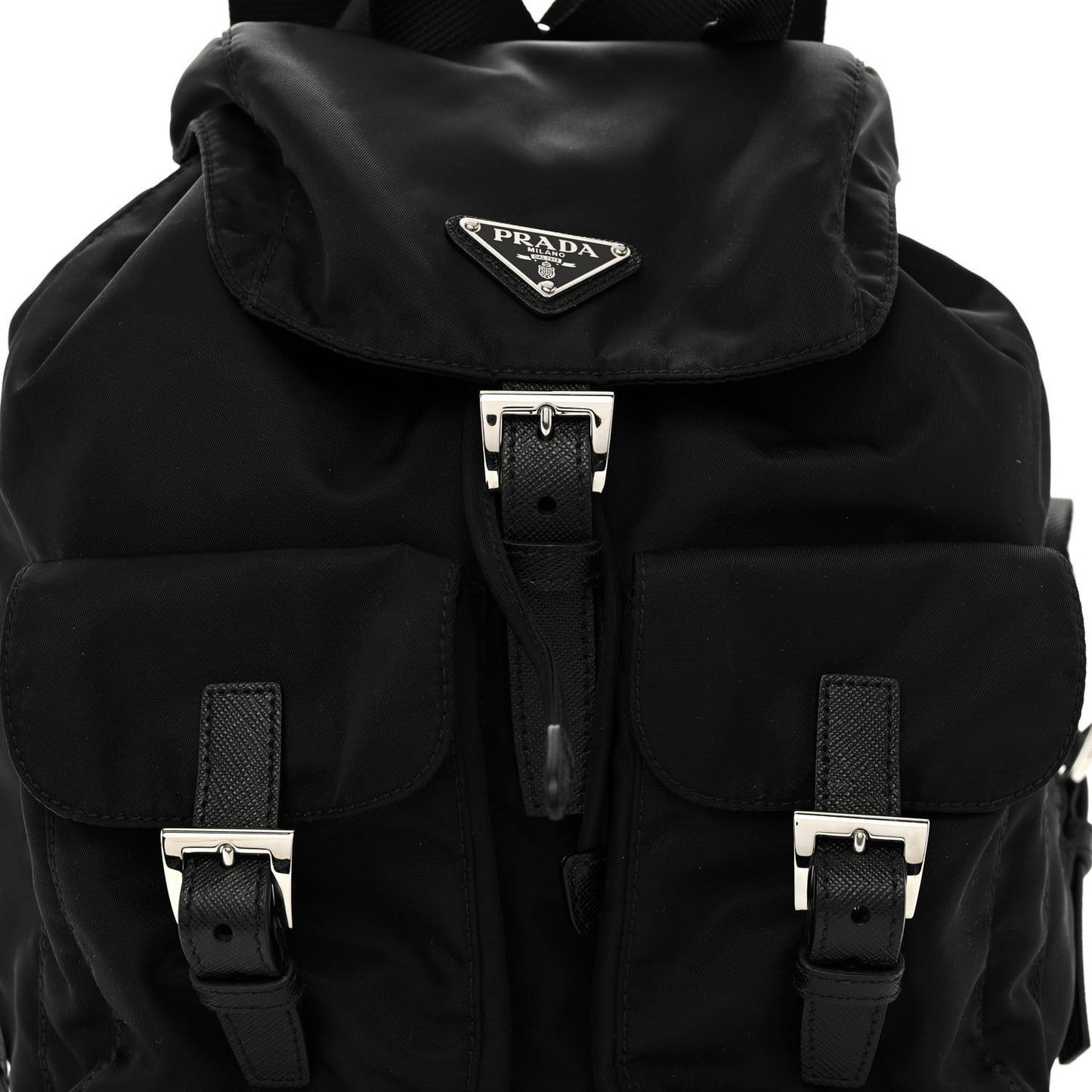 Tessuto Nylon Saffiano Small Backpack Black