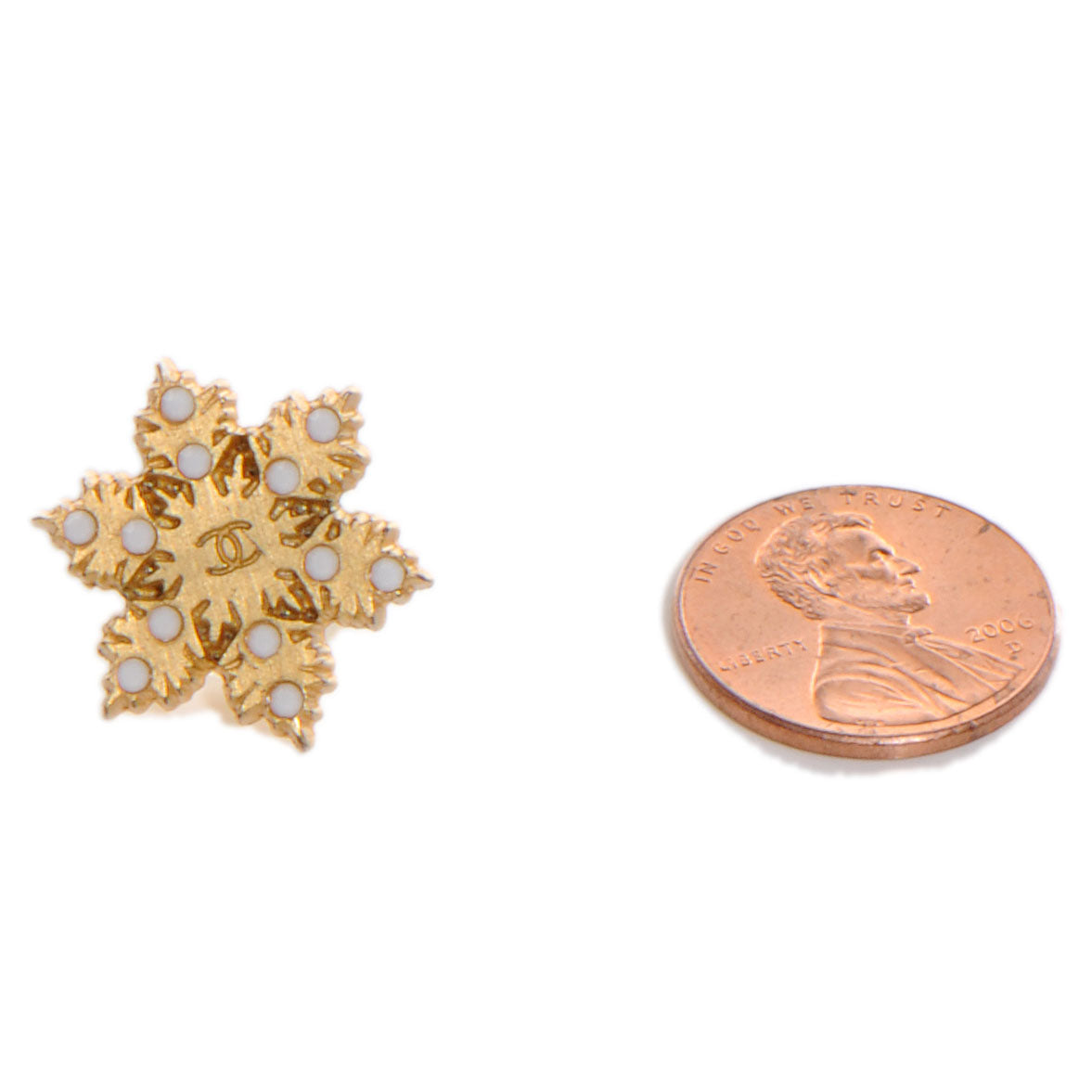 Chanel Snowflake Earrings Gold 2 of 3