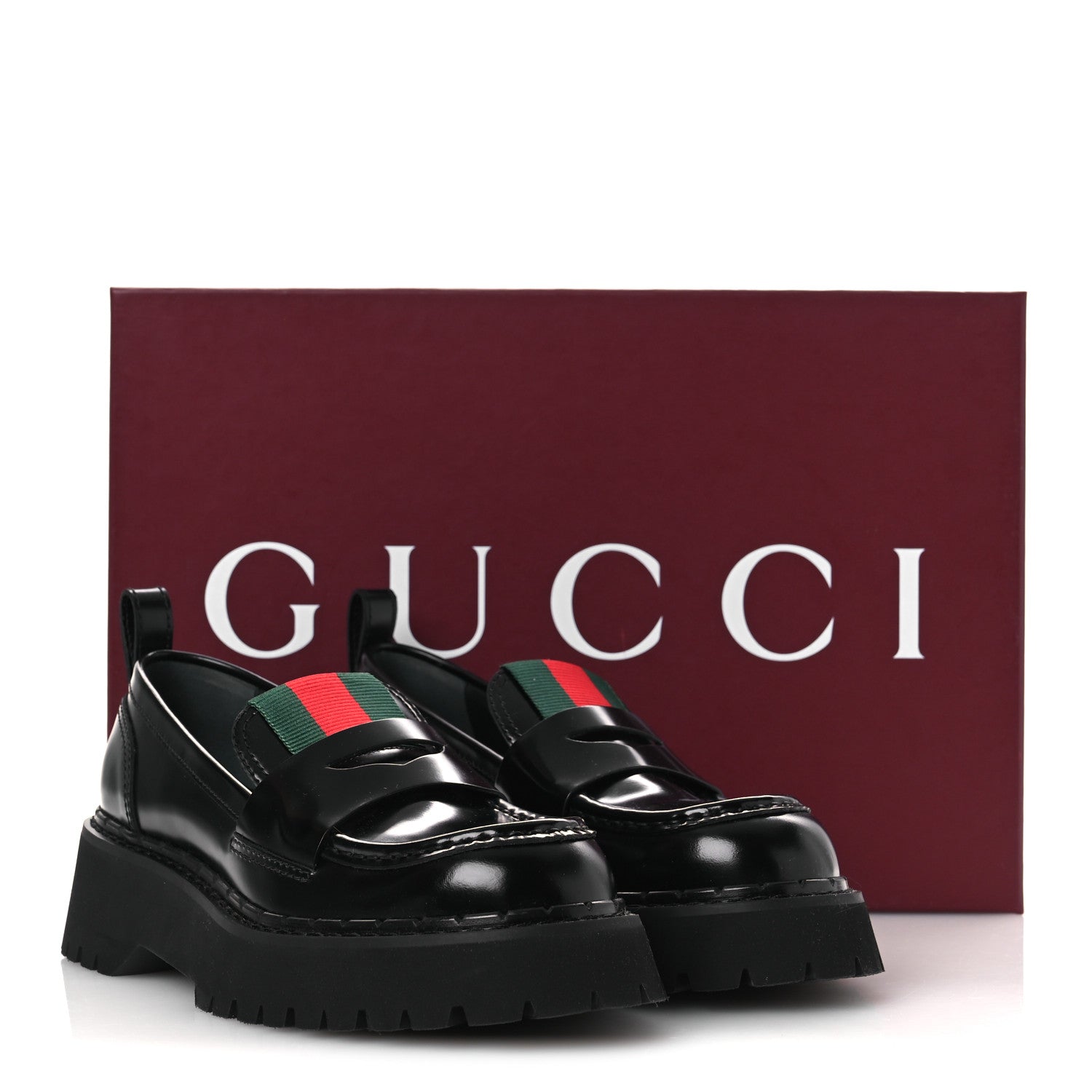 Gucci Spice Lux Womens Thea Web 20mm Platform Loafers 37 Black 11 of 11