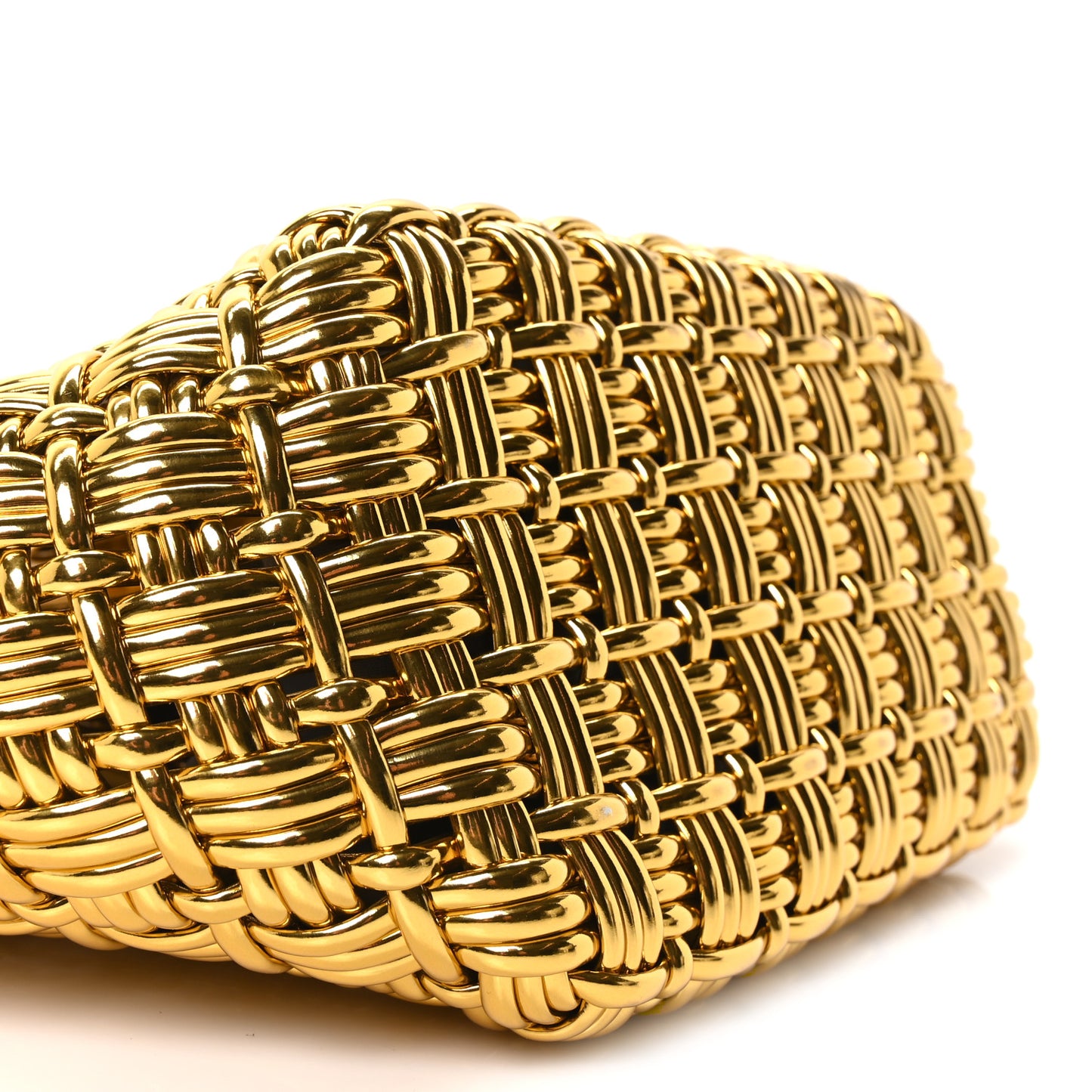 Metallic Patent Calfskin Braided XS Bistro Basket Gold