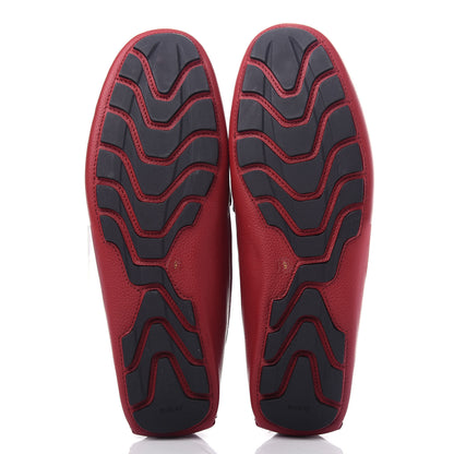 Gucci Calfskin Web Mens Driver Loafers 9 Red 6 of 11