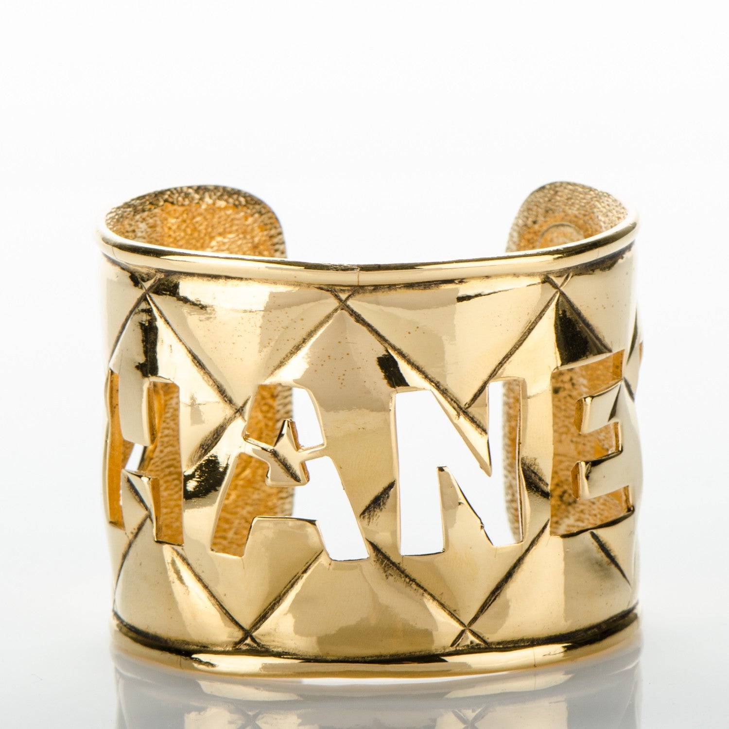 Chanel Quilted Cut Out Cuff Gold 3 of 10