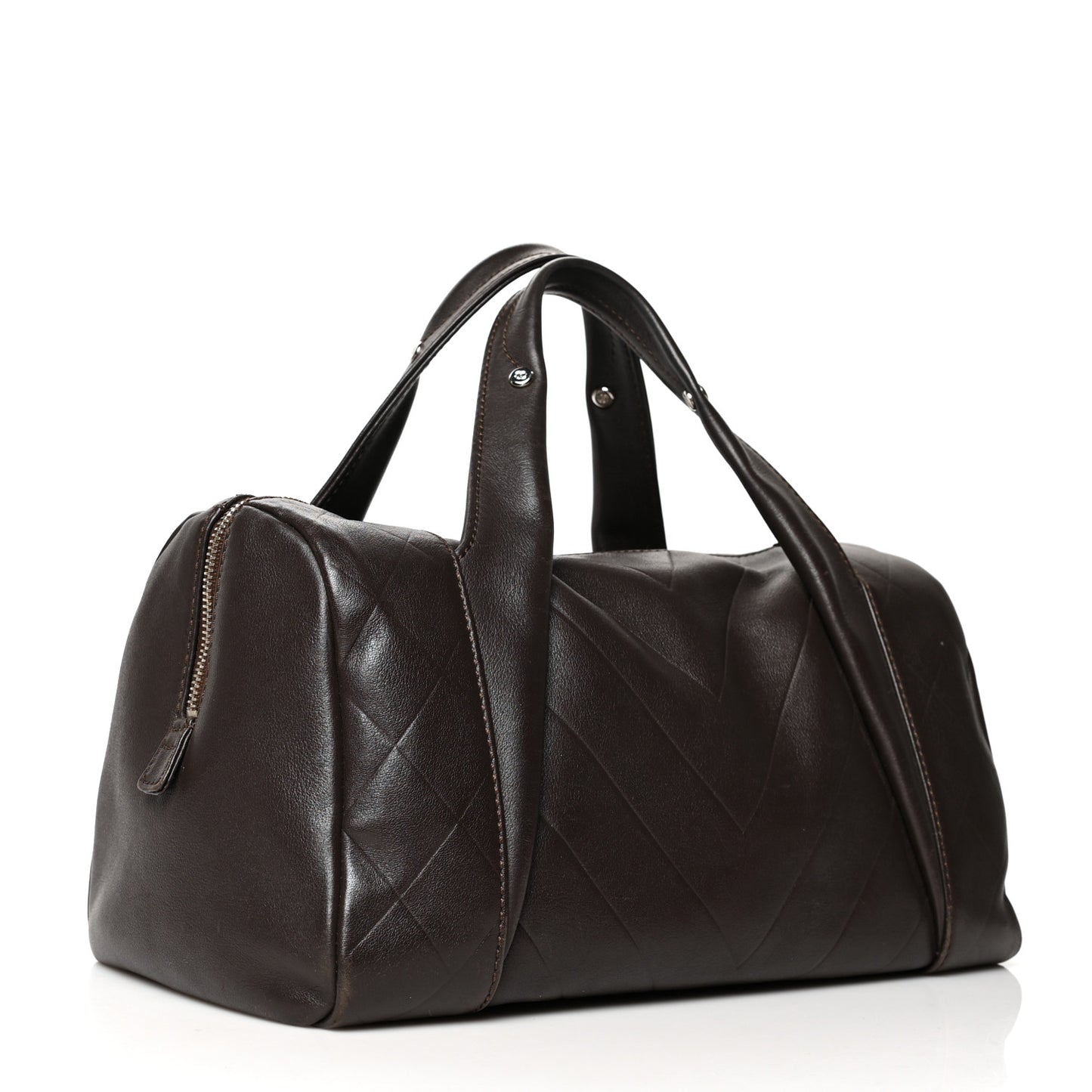 Calfskin Chevron CC All Day Long Boston Brown