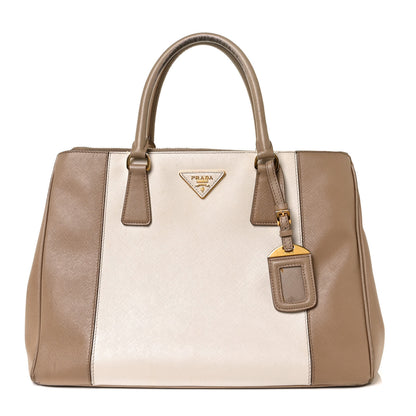 Prada Saffiano Lux Colorblock Medium Galleria Double Zip Tote Pomice Talco 1 of 13