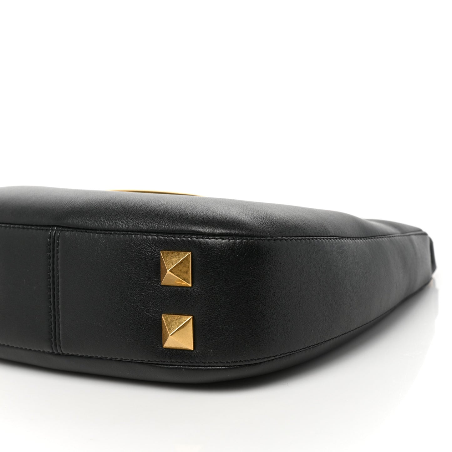 Calfskin Stud Sign Zip Hobo Black