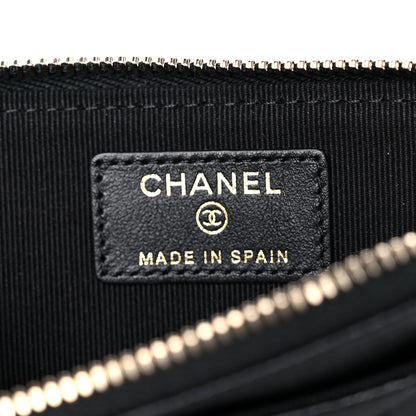 Chanel Caviar Quilted Crystal Zip Card Holder Wallet Black 6 of 8