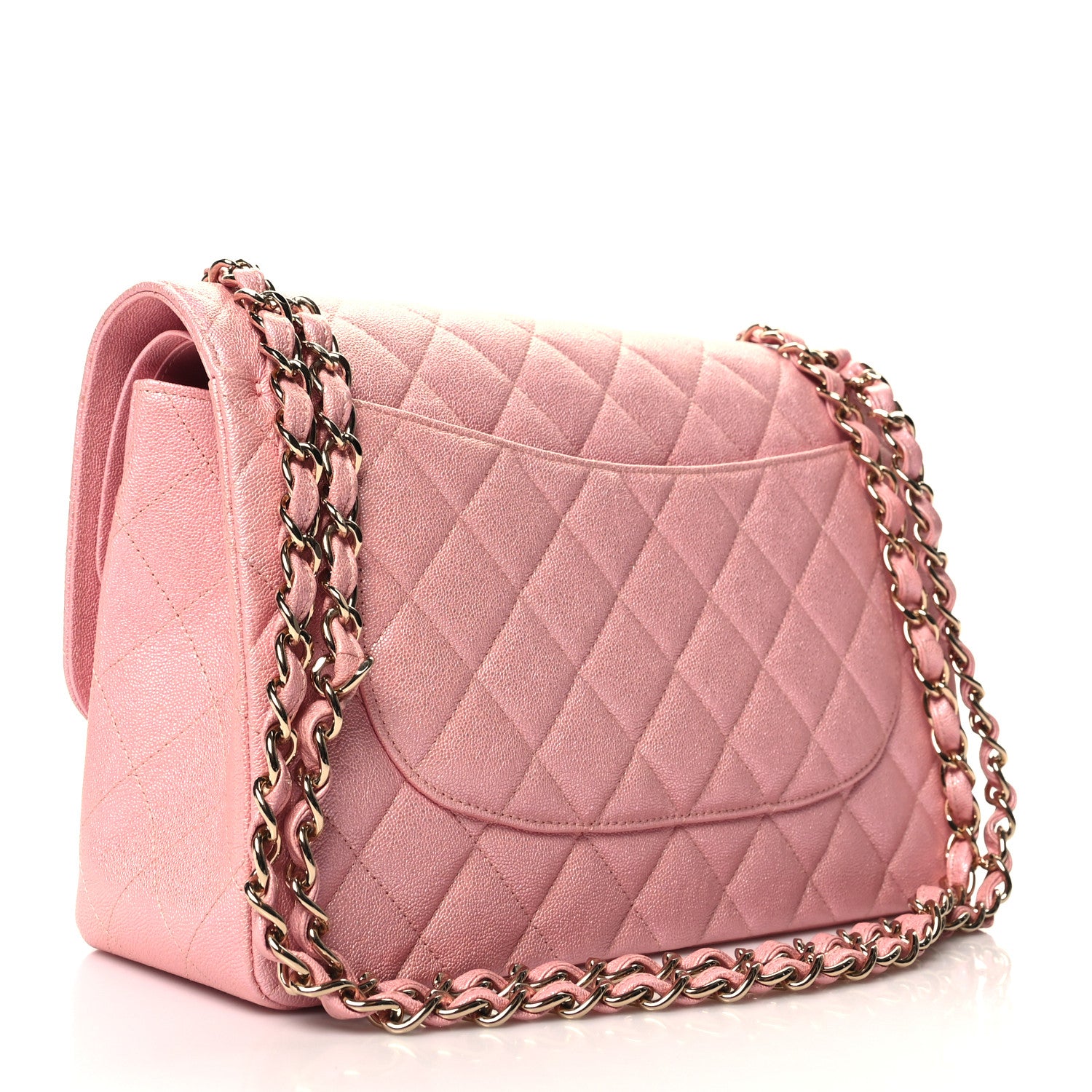 Chanel Iridescent Caviar Quilted Jumbo Double Flap Rose Pink 3 of 11