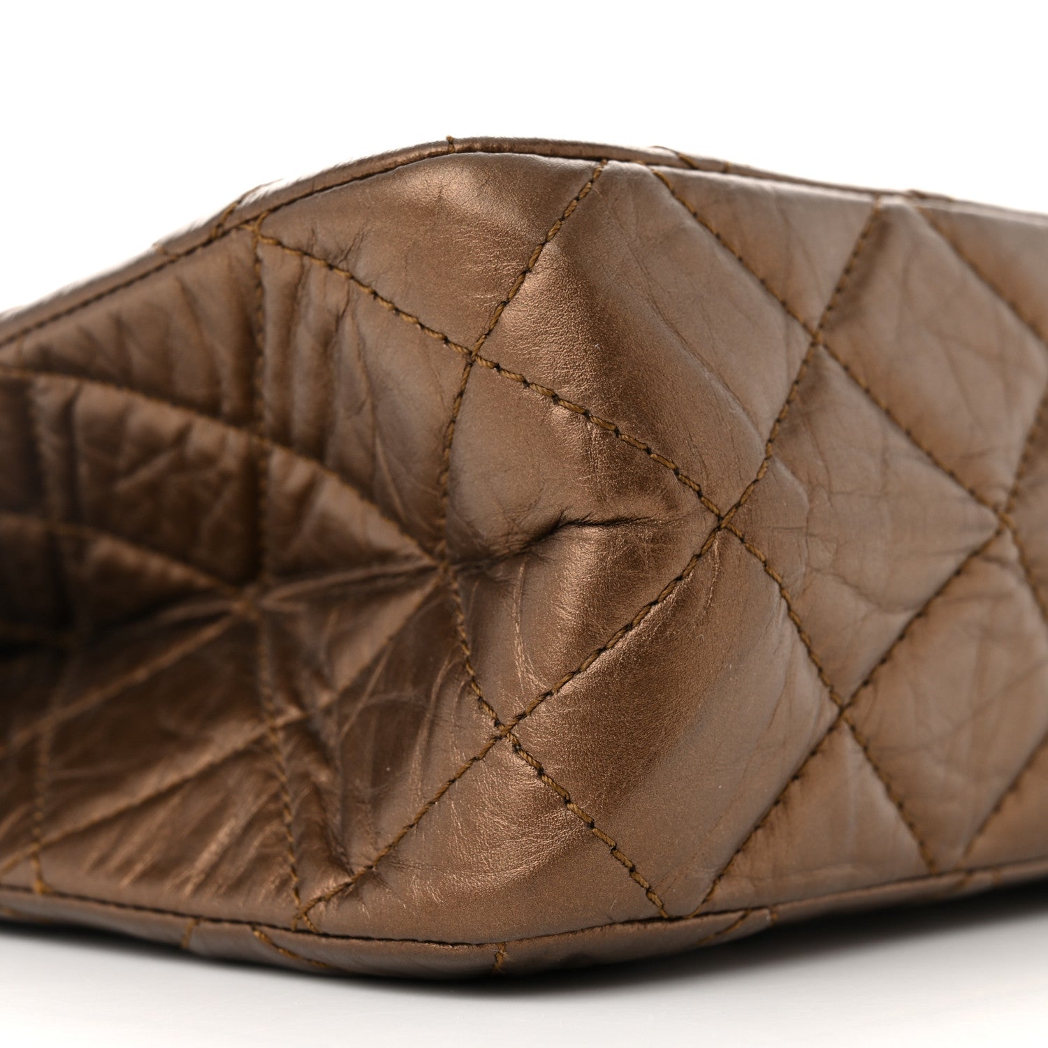 Chanel Metallic Aged Calfskin Quilted Reissue 2.55 Tote Bronze 11 of 12