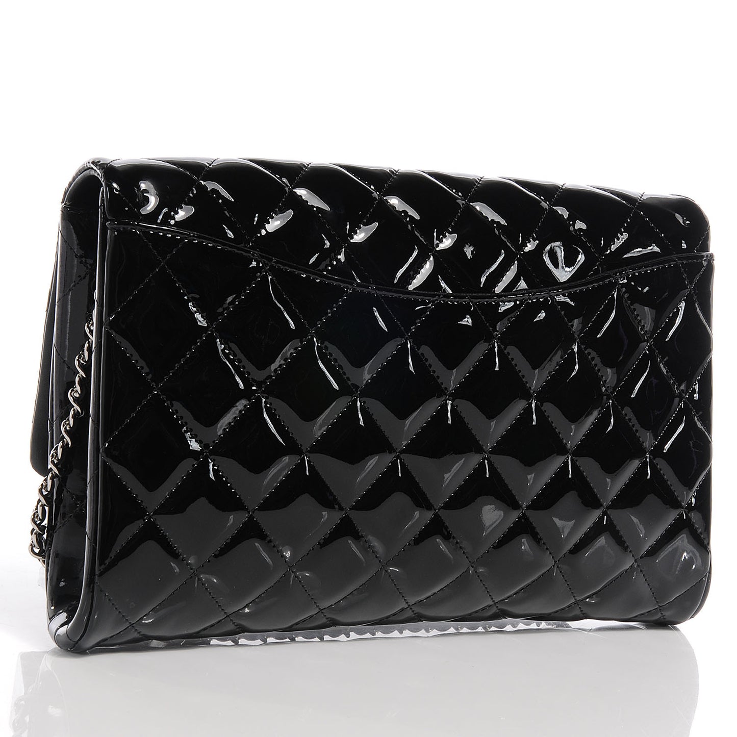 Patent Quilted Clutch Flap Black