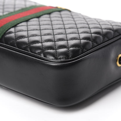 Gucci Calfskin Web Trapuntata Small GG Shoulder Bag Black 7 of 12