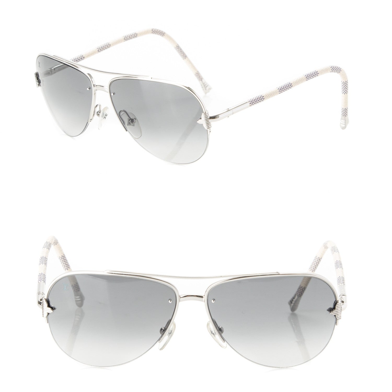 Louis Vuitton Damier Azur Petite Viola Pilote Aviator Sunglasses Z0570U 1 of 4