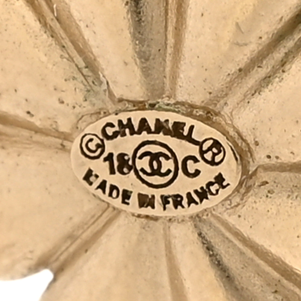 Chanel Crystal CC Flower Drop Earrings Gold 4 of 4