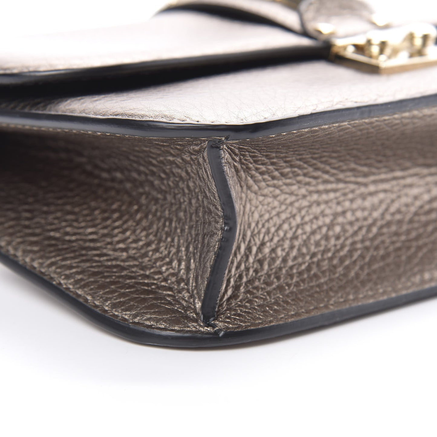Metallic Vitello Medium Glam Lock Rockstud Flap Sasso