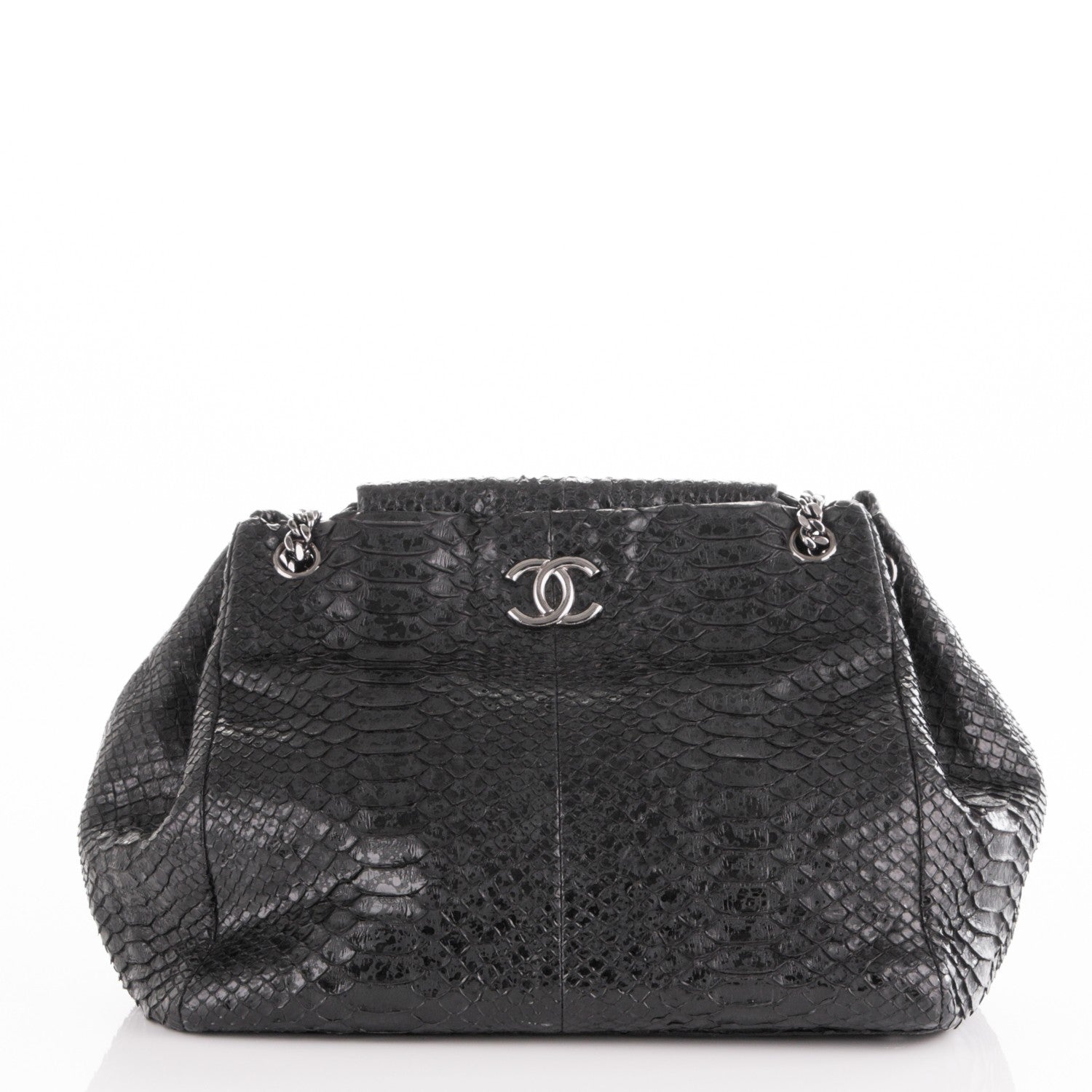 Chanel Python Accordion Tote Black 1 of 7
