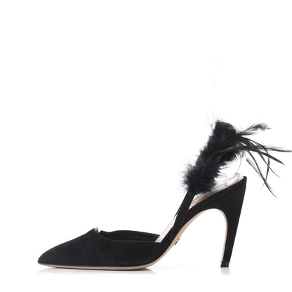 Christian Dior Suede Feather Dior Ethnie Pumps 37 Black 1 of 8