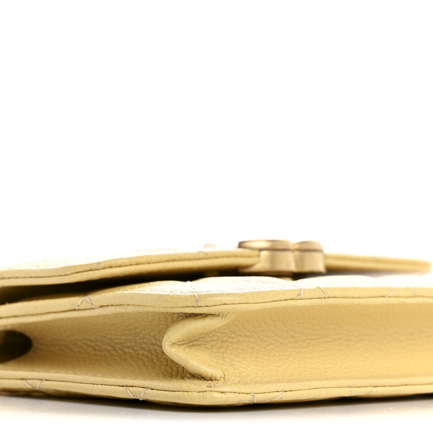 Shiny Caviar Quilted Chain Melody Card Holder On Chain Yellow