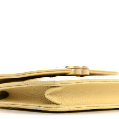 Chanel Shiny Caviar Quilted Chain Melody Card Holder On Chain Yellow 10 of 16