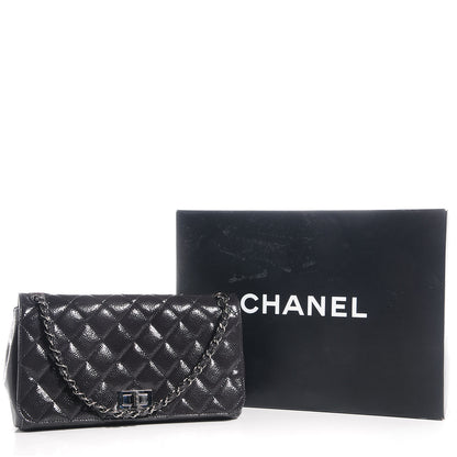 Chanel Glazed Caviar Diamond Shine Medium Flap Black 5 of 8