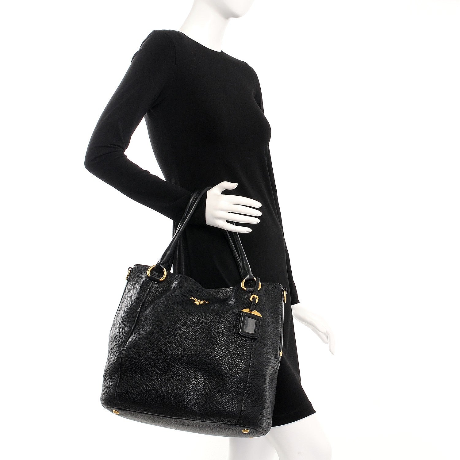Prada Deerskin Shoulder Bag Black 3 of 15