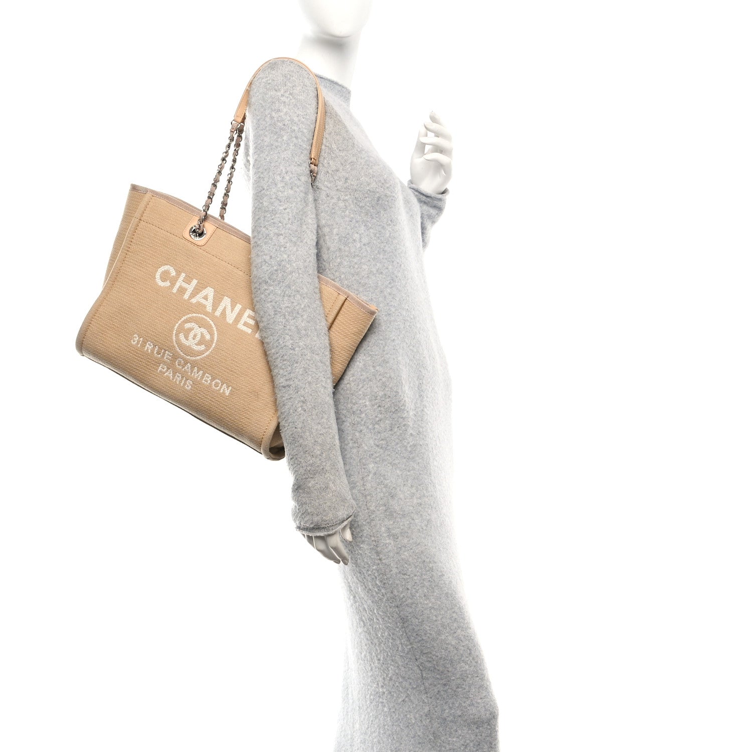 Chanel Mixed Fibers Small Deauville Tote Beige 2 of 11